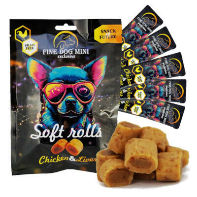 Fine Dog Mini Soft roll snack kuře+játra 5x10g